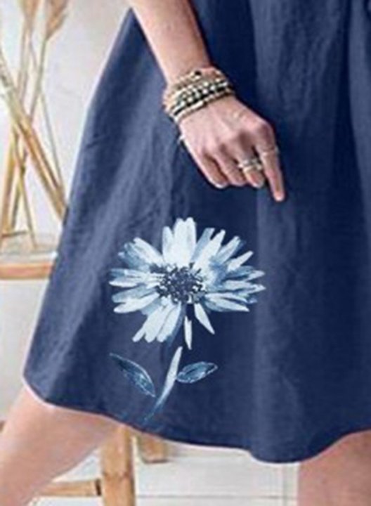 Women's Mini Dresses Fashion Floral Short Sleeve Round Neck A-line Daily Dress