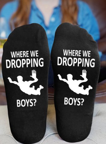 Funny Socks Cotton Where We Dropping Boys Print Solid Socks