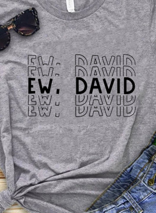 Women's Ew David T-shirts Letter Print Short Sleeve Round Neck Daily T-shirt