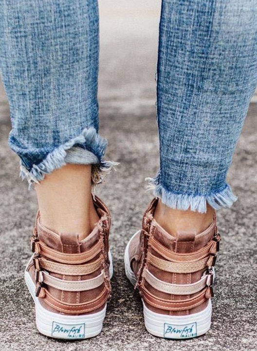 Women Oversized Casual Buckle Canvas Denim Shoes