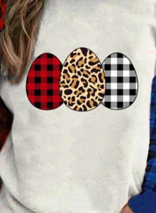 Women's Pullovers Plaid Leopard Color Block Letter Round Neck Long Sleeve Casual Daily Pullovers