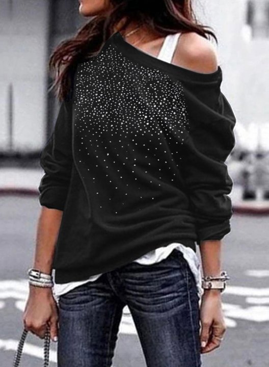 Women Off Shoulder Daily Regular Sweatshirt