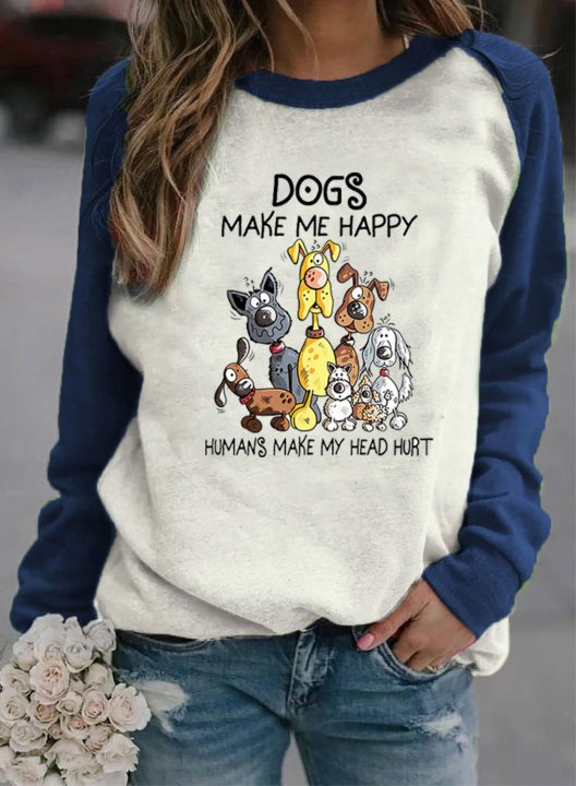 Women's Dogs Make me Happy Cute Graphic Sweatshirt Animal Print Daily Casual T-shirts