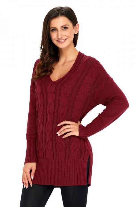 Women's Sweaters Oversized Cozy up V Neck Cut-out Knit Pullover Sweaters