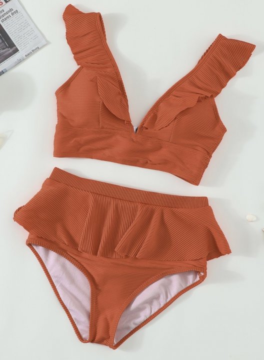 High Waisted Ruffled Bikini Set