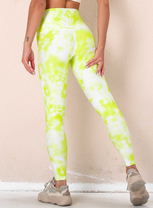 Women's Leggings Slim Color Block Tiedye Mid Waist Casual Full Length Track Pants