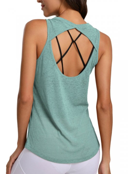 Women's Tank Tops Solid Sleeveless Round Neck Casual Sporty Tank Top