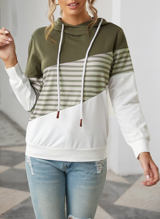 Striped Color Block Long Sleeve Hoodie