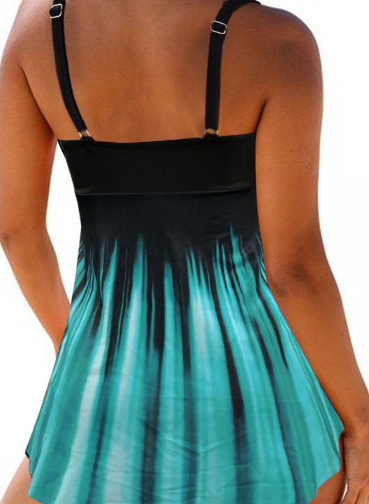 Women's Tankinis Color Block V Neck Padded Tankini