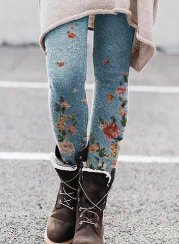 Women's Leggings Slim Floral Mid Waist Casual Daily Legging