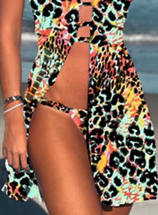 Women's Swimsuits Color Block Floral 3-Piece Swimsuit Bathing Suits