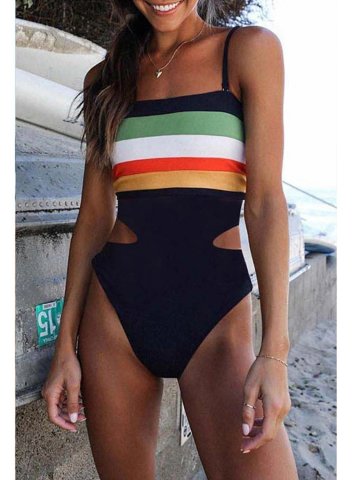 Women's One-Piece Swimsuits One-Piece Bathing Suits Color Block Stylish One-Piece Swimsuit