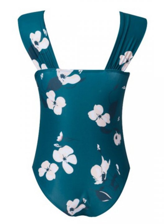 Women's One-Piece Swimsuits One-Piece Bathing Suits Floral U Neck One-Piece Swimsuit