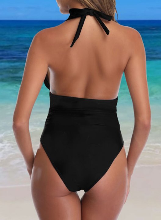 Women's One Piece Swimwear Solid Knot One-Piece Swimsuit
