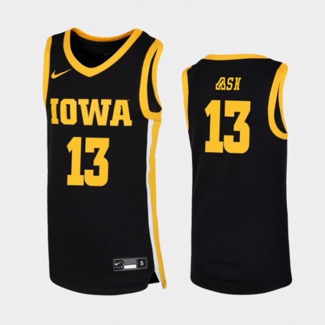 Iowa Hawkeyes Austin Ash Black Replica College Basketball Jersey