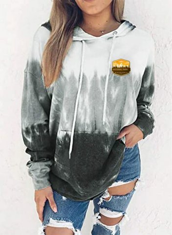 Women's Vintage National Park Yellowstone Hoodies Letter Color Block Long Sleeve Casual Pocket Drawstring Hoodie