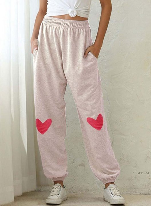 Women's Joggers Color Block Heart-shaped Straight High Waist Full Length Casual Joggers