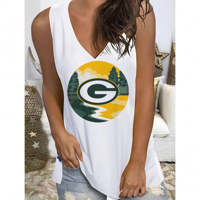 Green Bay Packers Women's Baseball Printed Sleeveless Casual Vest