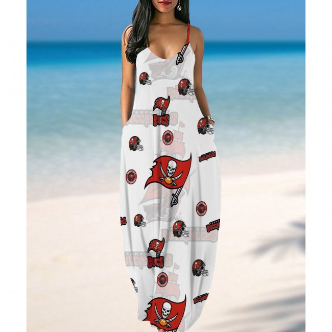 Tampa Bay Buccaneers Print Side Pocket Maxi Dress