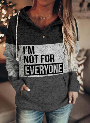 Women's Hoodies Drawstring I'm Not for Everyone Print Color Block Hoodies With Pockets