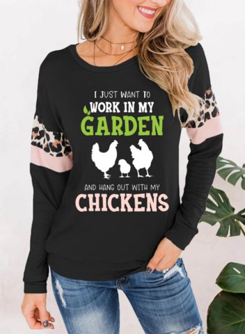 Women's Funny Sweatshirts I Just Want to Work in My Garden Color Block Round Neck Long Sleeve Casual Daily Sweatshirts
