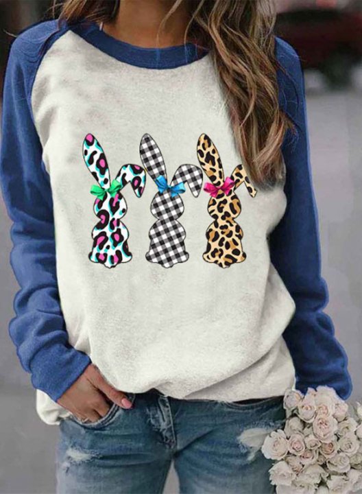 Women's Sweatshirts Cute Easter Day Bunny Print Sweatshirts