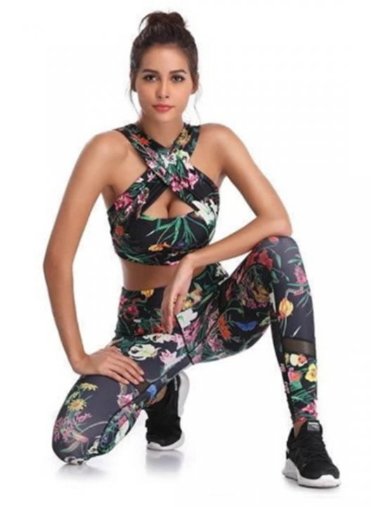 Women's Sports Sets Multicolor Floral Sleeveless Casual Daily Two-piece Sports Sets