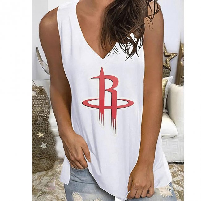 V-neck Team Print Sleeveless Loose Tank T-shirt