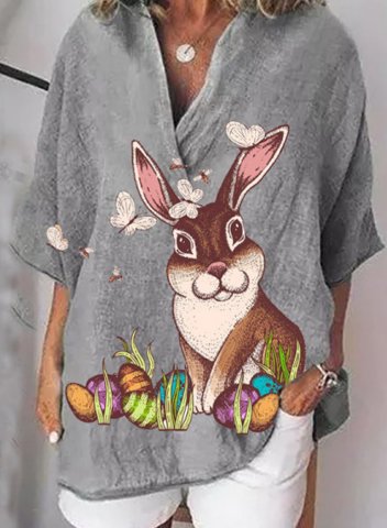 Women's Blouses Animal Print V Neck Short Sleeve Spring Festival Daily Casual Blouses