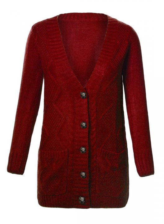 Women's Cardigans Front Pocket and Buttons Closure Cardigan