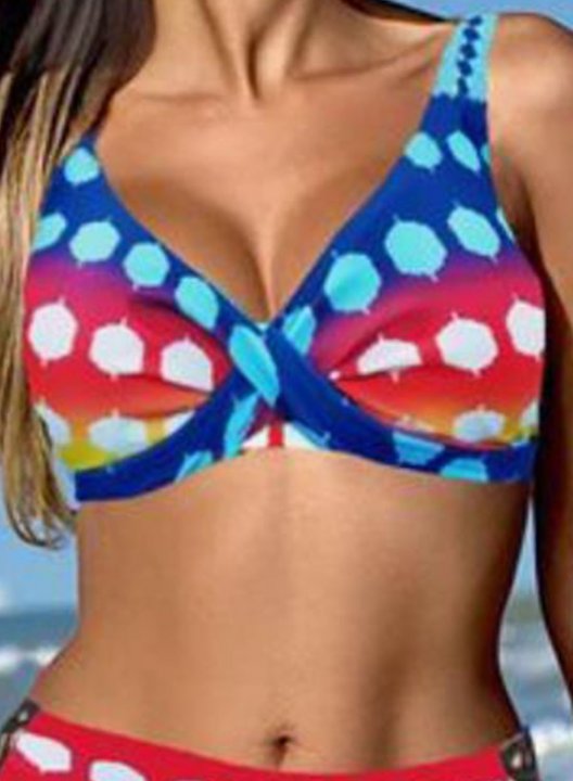 Women's Bikinis Polka Dot Color Block Twisted Padded Bikini Bathing Suits