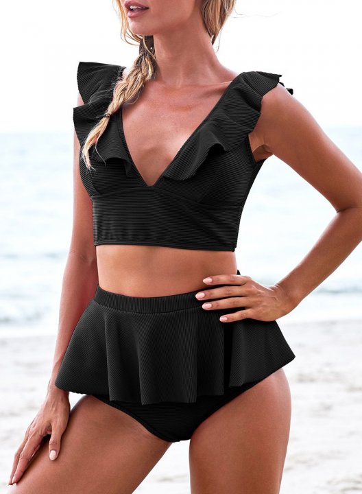 High Waisted Ruffled Bikini Set