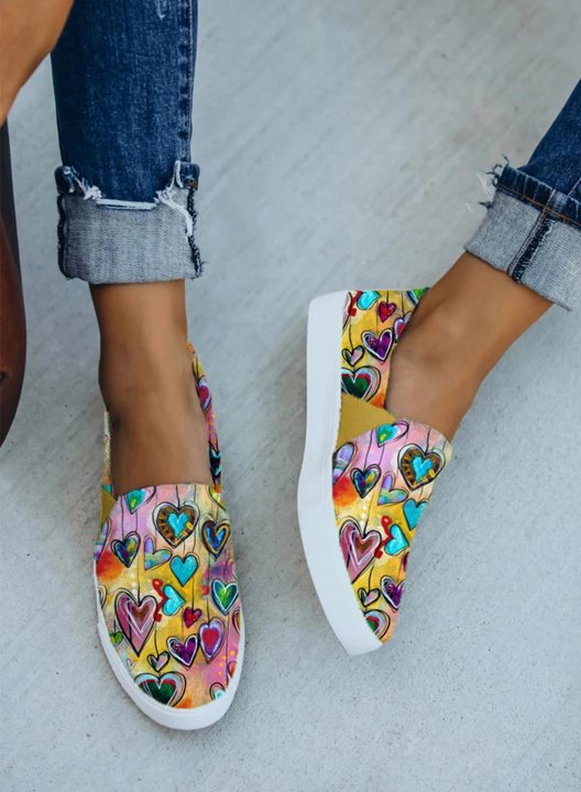 Women's Canvas Shoes Multicolor Heart-shaped Cute Shoes