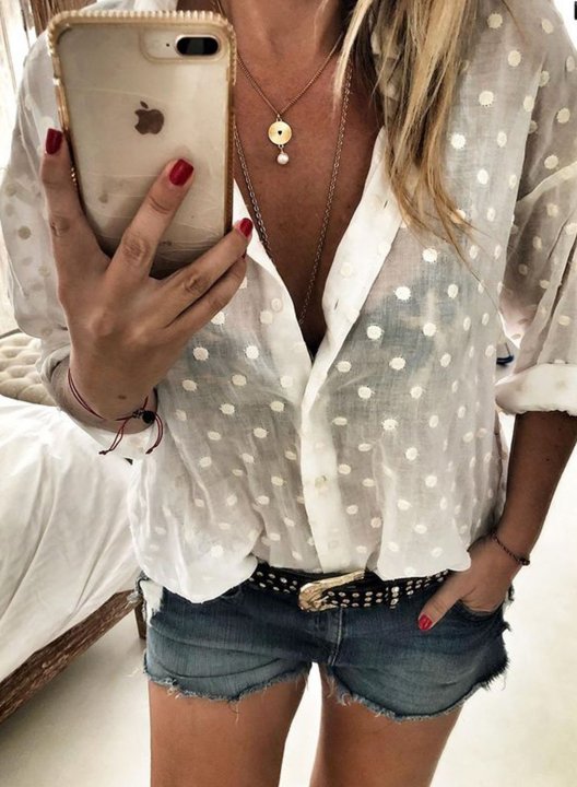 Women's Blouses Polka Dot Blouses