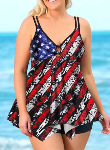 Women's Tankinis American Flag Cut Out Tankinis
