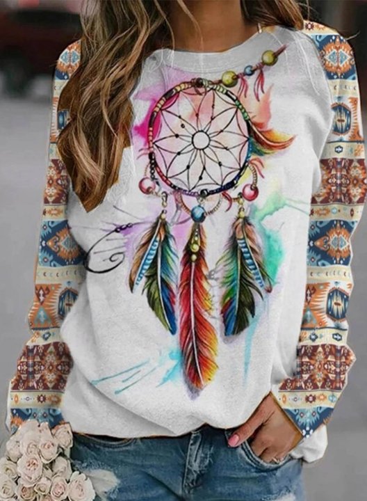 Women's Sweatshirts Multicolor Long Sleeve Round Neck Casual Sweatshirt