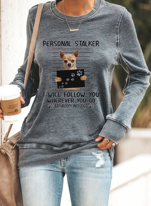 Women's Sweatshirt Cute Animal Cartoon Printed Pullover Long Sleeve T-Shirt