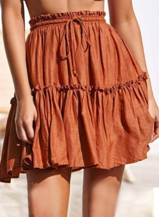 Women's Skirts High Waist Solid Flare Ruffle Casual Vacation Date Mini Skirts