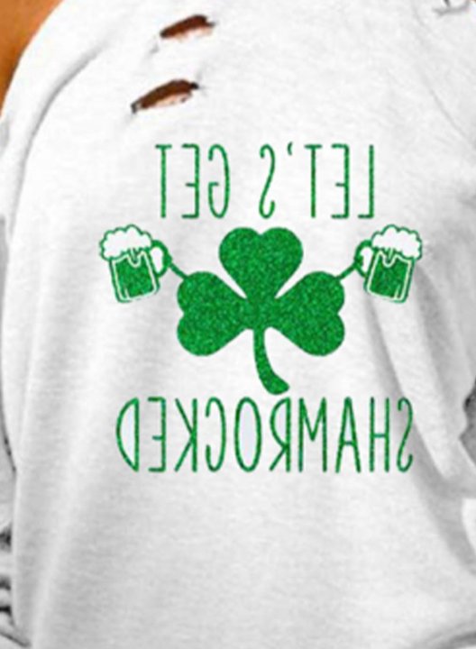 Women's St Patrick's Day Sweatshirt Let's Go Shamrocked Round Neck Long Sleeve Casual T-shirts