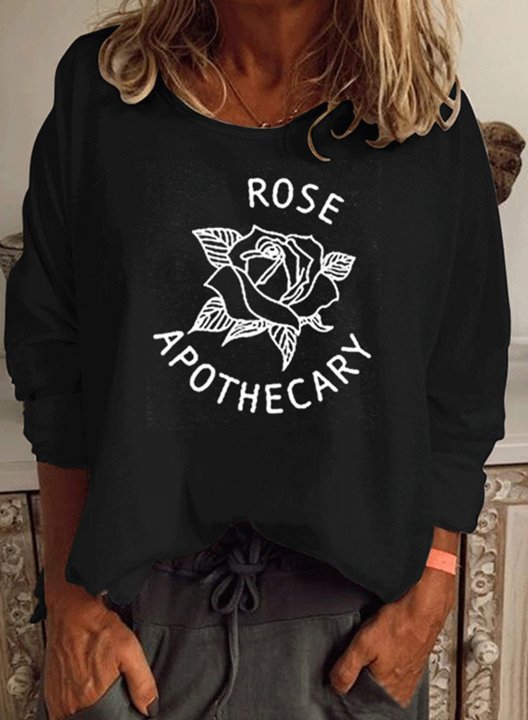Women's Rose Apothecary Sweatshirts Solid Long Sleeve Round Neck Sweatshirt