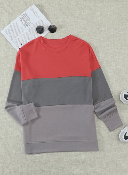 Woman's Striped Contrast Stitching Sweatshirt