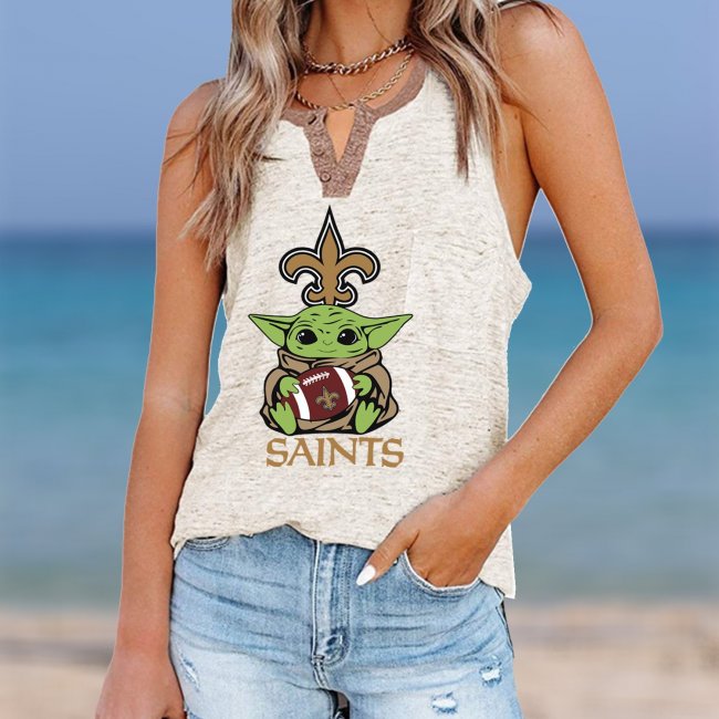 NEW ORLEANS SAINTS Should Support Yoda V- Neck Pocket Button Vests