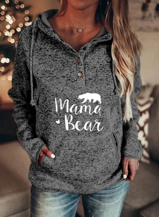 Mama Bear Solid Long Sleeve Hoodie