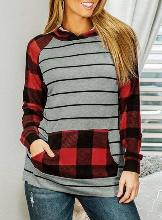 Striped Plaid Long Sleeve Hoodie