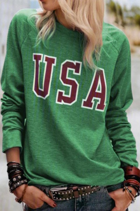 Letter Print Paneled Casual Crew Neck Long Sleeves Sweatshirt