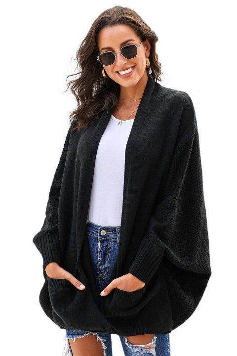 Women's Cardigans Patch Pockets Batwing Sleeve Cardigan