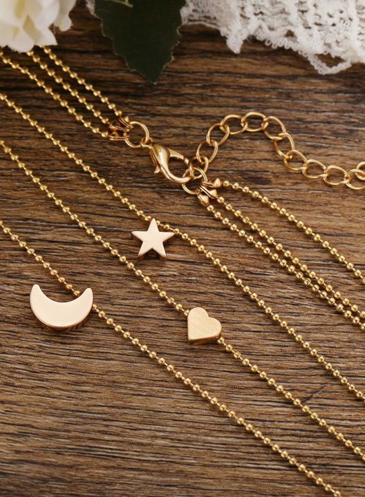 Women's Necklaces Multilayer Retro Simple Star Moon Love Pendant Necklace