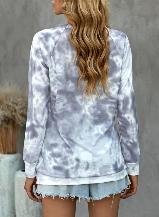 Tie Dye Long Sleeve Crew Neck Loose Sweatshirt