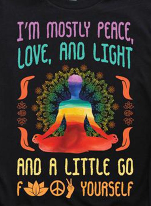 Women's I'm Mostly Peace Love and Light Yoga Lover T-shirts Graphic Short Sleeve Round Neck Daily T-shirt