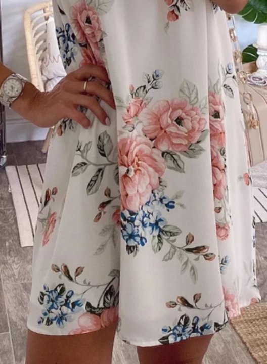 Women's Mini Dresses Floral Cold Shoulder Vacation Dress